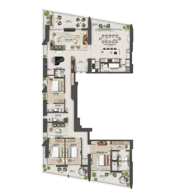 Orise by Beyond Dubai Maritime City 4BR Penthouse Floor Plan